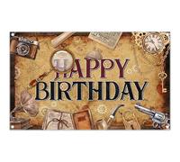 ZTHMOE Fabric 72x43inch Detective Happy Birthday Backdrop Crime Board Spy Murder Clues Evidence Suspects Mystery Photography Background Party Decorations Photo Banner Props