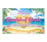 ZTHMOE Fabric 72x43inch Summer Tropical Beach Backdrop A Hot New Bombshell Bride Has Entered The Villa Photography Background Wedding Party Decorations Photo Props