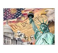 ZTHMOE Fabric 7x5ft American Flag Bald Eagle Photography Backdrop Red White and Blue Veterans Labor Day Patriotic Memorial 4th of July Background Party Decorations Photo Banner