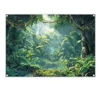 ZTHMOE Fabric 7x5ft Jungle Forest Photography Backdrop Rainforest Tropical Natural Scenery River Background Summer Adventure Party Decorations Photo Banner Props