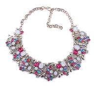 Zthread Bib Statement Necklace Colorful Glass Crystal Collar Choker Necklace for Women Fashion Accessories, One Size, crystal-metal, Rhinestone