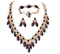 Zthread Crystal Rhinestone Bridal Jewelry Set, 4 Pieces, Necklace Earrings Bracelet Ring, Floral Statement Design, One Sine, Crystal, Crystal
