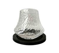ZTHYSHOZ Glass Clear Glass Cup with Black Wooden Coaster, 300ml Embossed Coffee Cups for Home, Office, Cafe