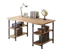 ZTHYSHOZ Office table Vintage Wooden Writing Desk with 2-Tier Open Shelves, Industrial Solid PC Workstation for Home Office(XXL)