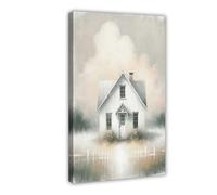 ZTIAFKL Country House White Little House Modern Canvas Poster Bedroom Decor Landscape Office Room Decor Gift 24x36inch(60x90cm)