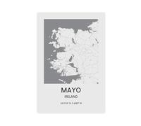 ZTIAFKL County Mayo Map Canvas Poster Bedroom Decor Landscape Office Room Decor Gift 08x12inch(20x30cm)