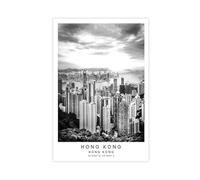 ZTIAFKL Hong Kong Black And White Canvas Poster Wall Art Decor Print Picture Paintings for Living Room Bedroom Decoration 12x18inch(30x45cm)