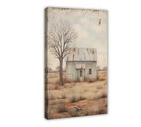 ZTIAFKL Little Old House Countryside Rustic Canvas Poster Bedroom Decor Landscape Office Room Decor Gift 08x12inch(20x30cm)