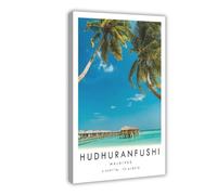 ZTIAFKL Maldives Colourful Minimalist Canvas Poster Bedroom Decor Landscape Office Room Decor Gift 20x30inch(50x75cm)