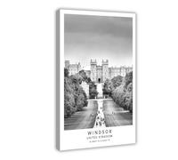 ZTIAFKL Windsor Travel Black And White Windsor Castle Canvas Poster Wall Art Decor Print Picture Paintings for Living Room Bedroom Decoration 12x18inch(30x45cm)
