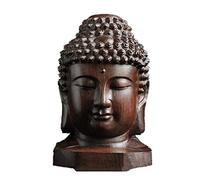 ZTIANEF Statues Statue Buddha Buddist Buddhism Head Statues Art Sculpture Wooden Art&Craft Asian Chinese Buddhist Decoration