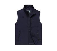 ZTJ-Lighting Men's Outdoor Vests, Casual Gilet Jacket with Multi Pockets, Lightweight Travel Work Vest for Photo Fishing Safari Sports,Blue,3XL