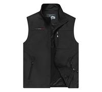 ZTJ-Lighting Men's Vests, Outdoor Lightweight Casual Gilet Jacket with Multi Pockets, Multifunction Travel Work Vest for Photo Fishing Safari Sports (Summer and Spring),Black,XL
