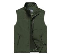 ZTJ-Lighting Men's Vests, Outdoor Lightweight Casual Gilet Jacket with Multi Pockets, Multifunction Travel Work Vest for Photo Fishing Safari Sports (Summer and Spring),Green,L