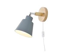 ZTKBH Nordic Minimalist Rotation Wall Lamp, Wood Metal Plug in Wall Sconces W/Switch Wall Mounted Lighting Fixture for Kids Bedroom Bedside Reading Living Room Corridor Hotel(G)