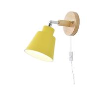 ZTKBH Nordic Minimalist Rotation Wall Lamp, Wood Metal Plug in Wall Sconces W/Switch Wall Mounted Lighting Fixture for Kids Bedroom Bedside Reading Living Room Corridor Hotel(Yellow)