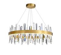ZTKBH Round Crystal Chandelier, Luxury Golden Crystal LED Pendant Light Modern Ceiling Lighting Fixture for Dining Room Kitchen Island Bedroom Corridor(40cm)