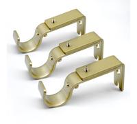 ztlab Curtain Rod Brackets Adjustable, 3 Pack Premium Rod Brackets for Wall, Curtain Rod Holder, Drapery Rod Holders Hardware Window Curtain Rod Support Hanger for 1 Inch Rod, Golden