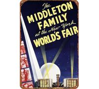 ZTLLFV The Middleton Family at New York World's Fair posters Vintage Tin Sign Unique Metal Wall Decor for Home, Bar, Diner, Pub, 8 x 12 Inches, Fun Kitchen Decor, Funny Bar Signs, Signs