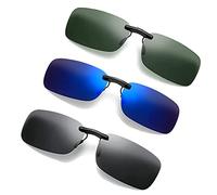 Pack of 3 Myopie Sunglasses Polarised Clip, Polarised Glass Sunglasses Clip, Polarising Glasses Clip, Drivers Glasses Clip, Sunglasses Clip Men Women for Outdoors, Fishing, dark green, black grey