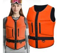 ZTMHRG Neoprene Life Jacket Adult, Swim Vest Portable Floatage Jackets Paddle Board Buoyancy Aid Adjustable Life Jackets for Swimming Kayaking Snorkelling Fishing Water Sport(Orange,3XL 70-80KG)