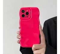 ZTOFERA Case for iPhone 13 6.1 inch, Curly Wave Phone Case Solid Colour Simple Wave Frame Shockproof Soft Silicone Case for iPhone 13, Rose Red