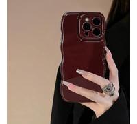 ZTOFERA Case for iPhone 16 Plus 6.7 inch, Curly Wave Phone Case Solid Colour Simple Wave Frame Shockproof Soft Silicone Case for iPhone 16 Plus, Wine Red