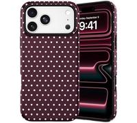 ZTOFERA Case for iPhone 17 Pro, Cute Polka Dot Aesthetic Design Mobile Phone Case, Soft Slim TPU Shockproof Protective Case with Camera Edge Protection, Stylish Cover for Girls Women - Wine Red