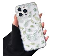ZTOFERA for iPhone 14 Pro Magnetic Case Compatible with Magsafe,Aesthetic Floral Pattern Design Cute for Girl Women,Anti-Drop Protective Hard Phone Cover for iPhone 14 Pro-Green Leaf