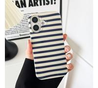 ZTOFERA for iPhone 17 Case with Geometric Horizontal Stripes,Cute Fashion Simple Line Pattern for Women Men,Soft TPU Slim Glossy Shockproof Case Cover(Navy Blue)