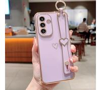 ZTOFERA for Samsung Galaxy A36 5G Case with Wrist Strap,Luxury Cute Plating Edge Love Hearts Pattern for Girls Women, Finger Holder Kickstand Soft Shockproof Phone Case for A36 6.7",Purple