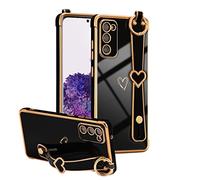 ZTOFERA Heart Case with Wristband for Samsung Galaxy S20 FE 4G/5G, Black