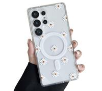 ZTOFERA Magnetic Case for Samsung Galaxy S25 Ultra 5G, Daisy Pattern Clear Case Compatible with MagSafe Wireless Charging, Soft Protective Phone Cover - Daisy