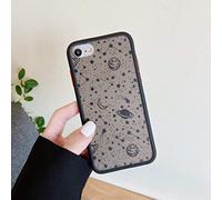 ZTOFERA Protective Case for iPhone SE 2022 5G iPhone 7/8/SE 2020 Case with Planet Stars Pattern Shockproof Anti-Scratch Hard PC Back Cover Frosted with Silicone Bumper Black Sky