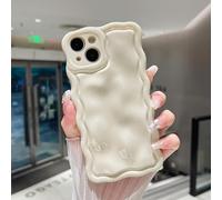 ZTOFERA Wavy Case for iPhone 11, Cute Wave Frame Shiny 3D Ripple Design Protective Phone Case Soft TPU Bumper Lightweight Shockproof Cover for Girls Women, Cream