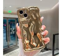 ZTOFERA Wavy Case for iPhone 11, Cute Wave Frame Shiny 3D Ripple Electroplating Design Protective Phone Case Soft TPU Bumper Shockproof Cover for Girls Women, Gold