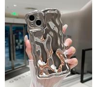 ZTOFERA Wavy Case for iPhone 11, Cute Wave Frame Shiny 3D Ripple Electroplating Design Protective Phone Case Soft TPU Bumper Shockproof Cover for Girls Women, Silver