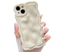 ZTOFERA Wavy Case for iPhone 13, Cute Wave Frame Shiny 3D Ripple Design Protective Phone Case Soft TPU Bumper Lightweight Shockproof Cover for Girls Women, Cream