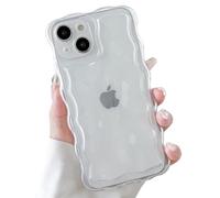 ZTOFERA Wavy Case for iPhone 14, Cute Wave Frame 3D Ripple Design Clear Soft TPU Protective Bumper Lightweight Anti-Yellowing Shockproof Cover for Girls Women, Clear