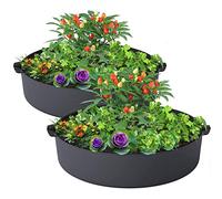 ZtohPyo 2 Pack 50 Gallon Large Grow Bags, Round Fabric Raised Planting Bed with 4 Handles