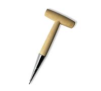 Ztolbriy Dibber for Planting, Bulb Planting Tool with 5 Inches Measuring Scale, Easy Grip L-Shaped Wood Handle, Stamped Stainless Steel Tip Seed Dibbler, 11.3 Inch for Sowing Seeds and Seedlings