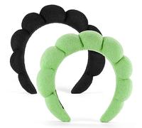Ztomine 2 Count Hairband, Set of 2 - Thick, Soft, Plush, Absorbent Terry Cloth Spa Headbands for Washing Face or Facial - Puffy Makeup Headbands for Face Washing, Mask, Skin Treatment