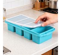 Ztomine Silicone Freezer Tray with Lid - Silicone Freezer Food Molds- Large Ice Cube Tray,Silicone Freezer Container,Freeze & Store Soup, Sauce, Broth,Leftovers - Makes 4 Perfect 1 Cup