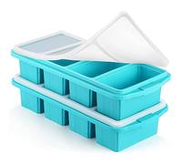Ztomine Silicone Freezer Tray With Lid - Silicone Freezer Food Molds- Large Ice Cube Tray,Silicone Freezer Container,Freeze & Store Soup, Sauce, Broth,Leftovers - Makes 4 Perfect 1 Cup