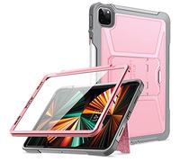 Ztotop Case for New iPad Pro 12.9 Case 2021, Build-in Screen Protector,Dual Layer Shockproof Full Body Protective Case with Kickstand and Pencil Holder for iPad Pro 12.9 Inch 5th Generation, Pink