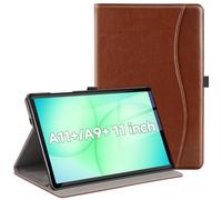 ZtotopCases Case for Samsung Galaxy Tab A11 Plus / A9 Plus 11 Inch 2023/2025, Premium PU Leather Cover with Elastic Band for Storing S Pen, Card Slot, Multi-Angles & Auto Wake/Slee, Brown