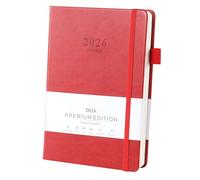 Ztowoto 2026 Planner,Leather Cover A5 2026 Weekly and Monthly Planner 5.7x8.5" with Pen Loop,Elastic Bond,365 Pages 2026 Diary for School,Office and Home(Red)