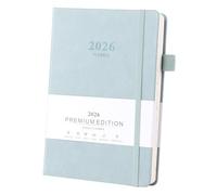 Ztowoto 2026 Planner,Leather Cover A5 2026 Weekly and Monthly Planner 5.7x8.5" with Pen Loop,Elastic Bond,365 Pages 2026 Diary for School,Office and Home(Haze Blue)
