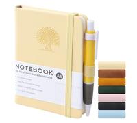 ztowoto A6 Tree Hardcover Notebook A5, Small Lined Thick Leather Notebook 192 Pages,5.7x3.9”A5 Journal with Pen Loop Ideal for Study,Office,Writing,Travel Records(Light Yellow)