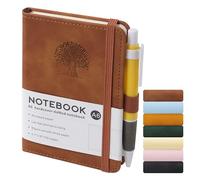 ztowoto A6 Tree Hardcover Notebook A5, Small Lined Thick Leather Notebook 192 Pages,5.7x3.9”A5 Journal with Pen Loop Ideal for Study,Office,Writing,Travel Records(Brown)